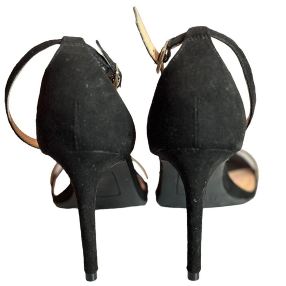 Rialto Revere black faux‎ suede ankle strap single toe strap stiletto size 7.5 - Picture 4 of 9